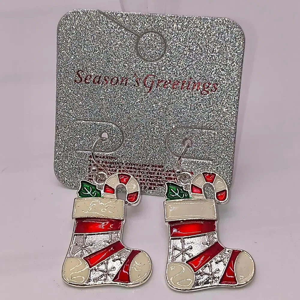 C 6 christmas stocking earrings with